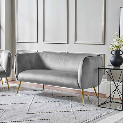 Pacific Lifestyle Living Lucca Dove Grey Velvet and Metal Sofa House of Isabella UK