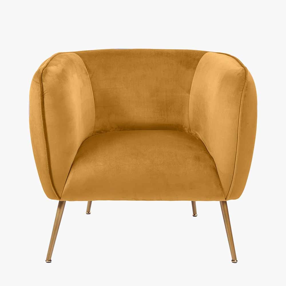 Lucca Gold Velvet and Metal Armchair.