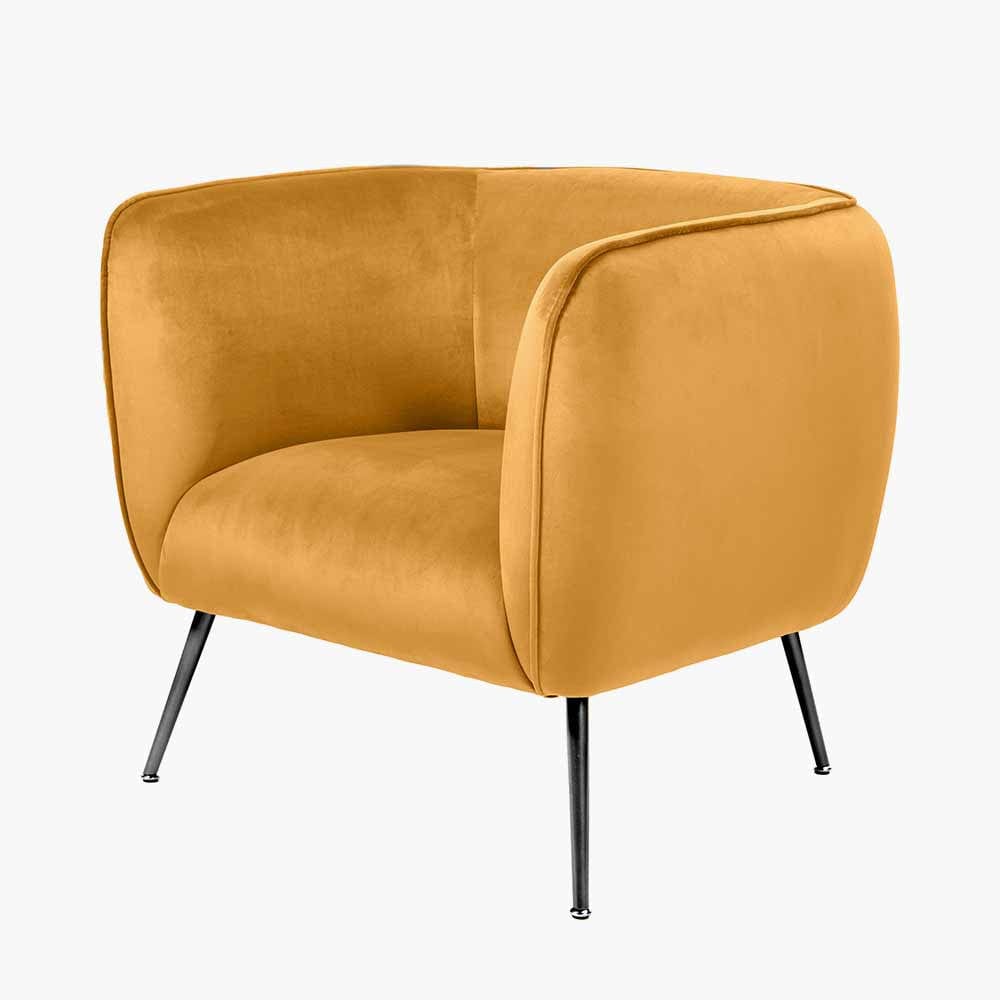 Lucca Gold Velvet and Metal Armchair.