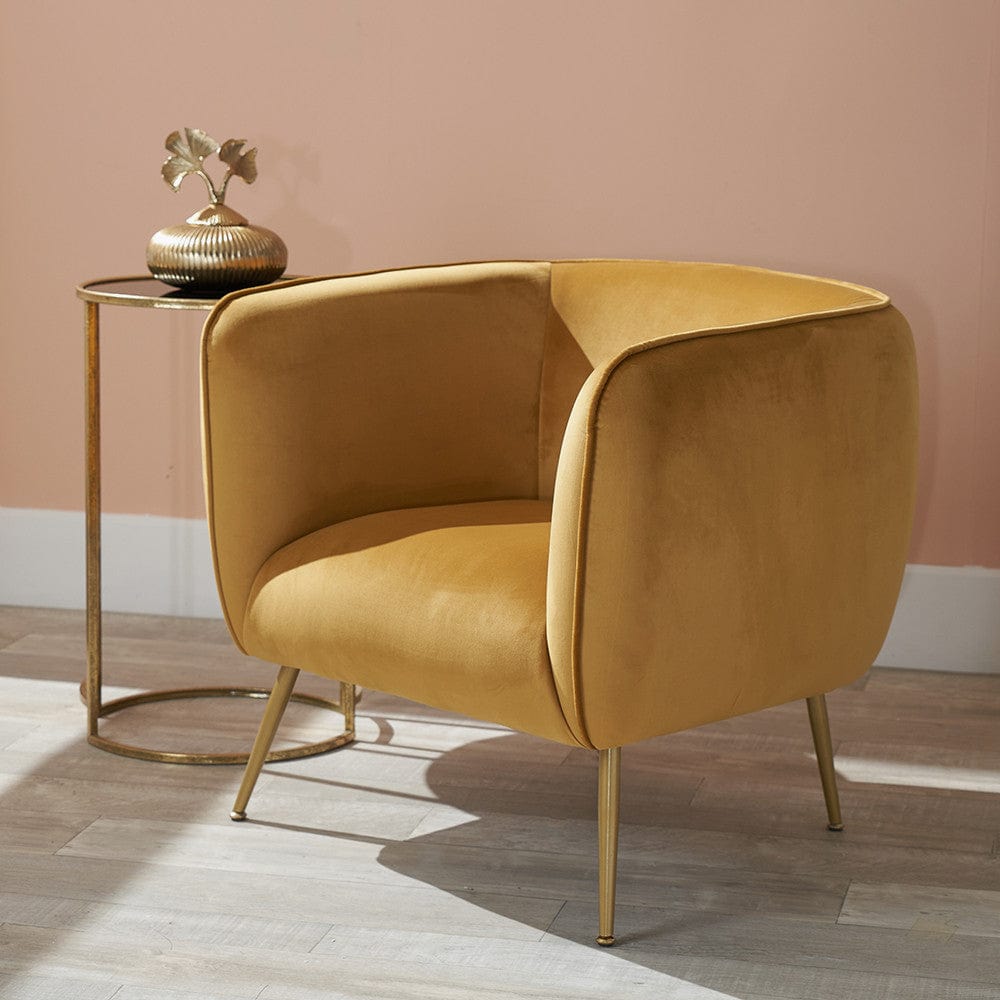Lucca Gold Velvet and Metal Armchair.