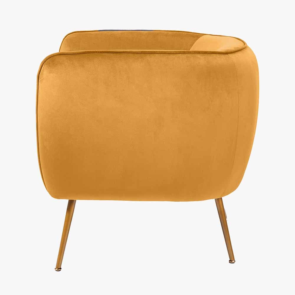 Lucca Gold Velvet and Metal Armchair.