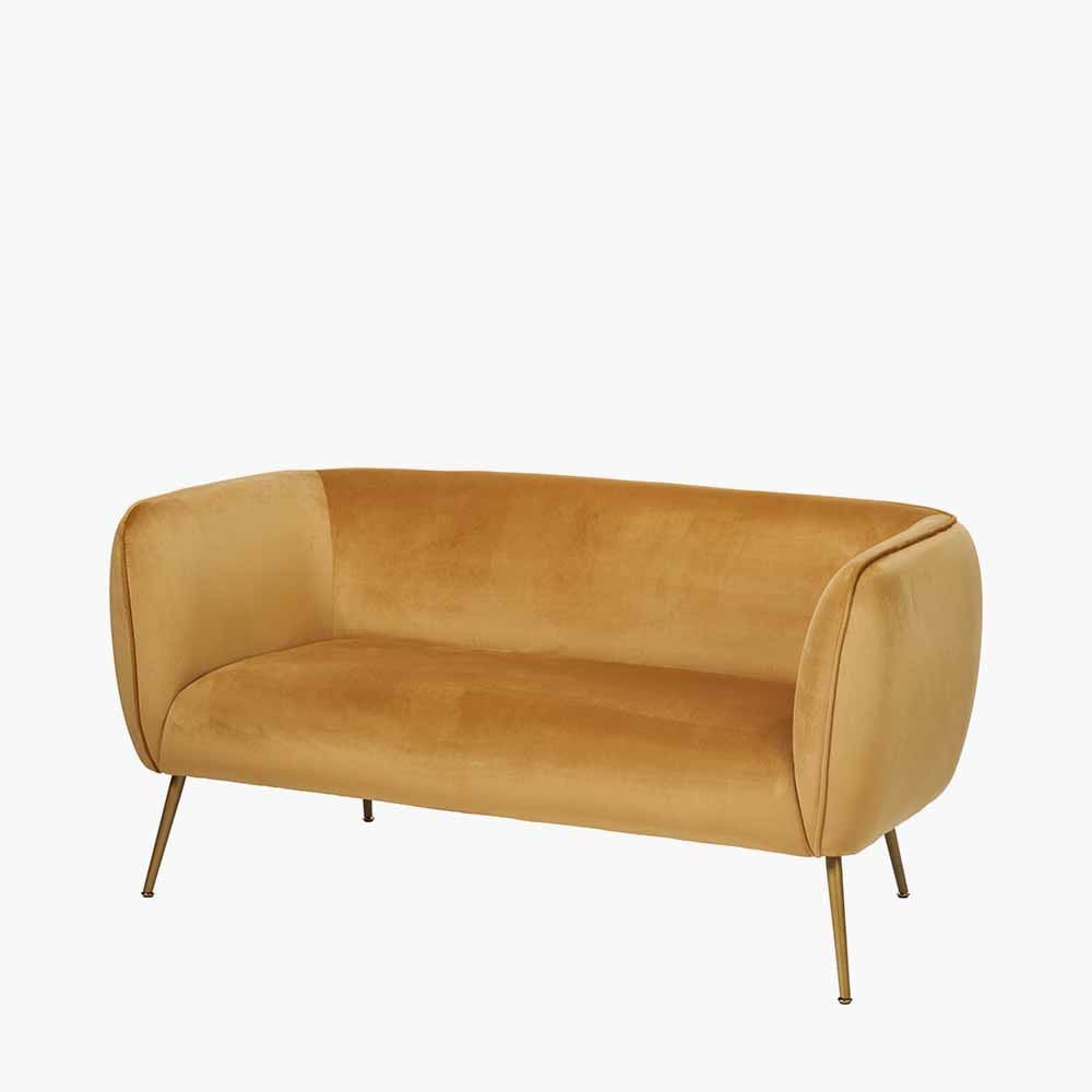 Lucca Gold Velvet and Metal Sofa.