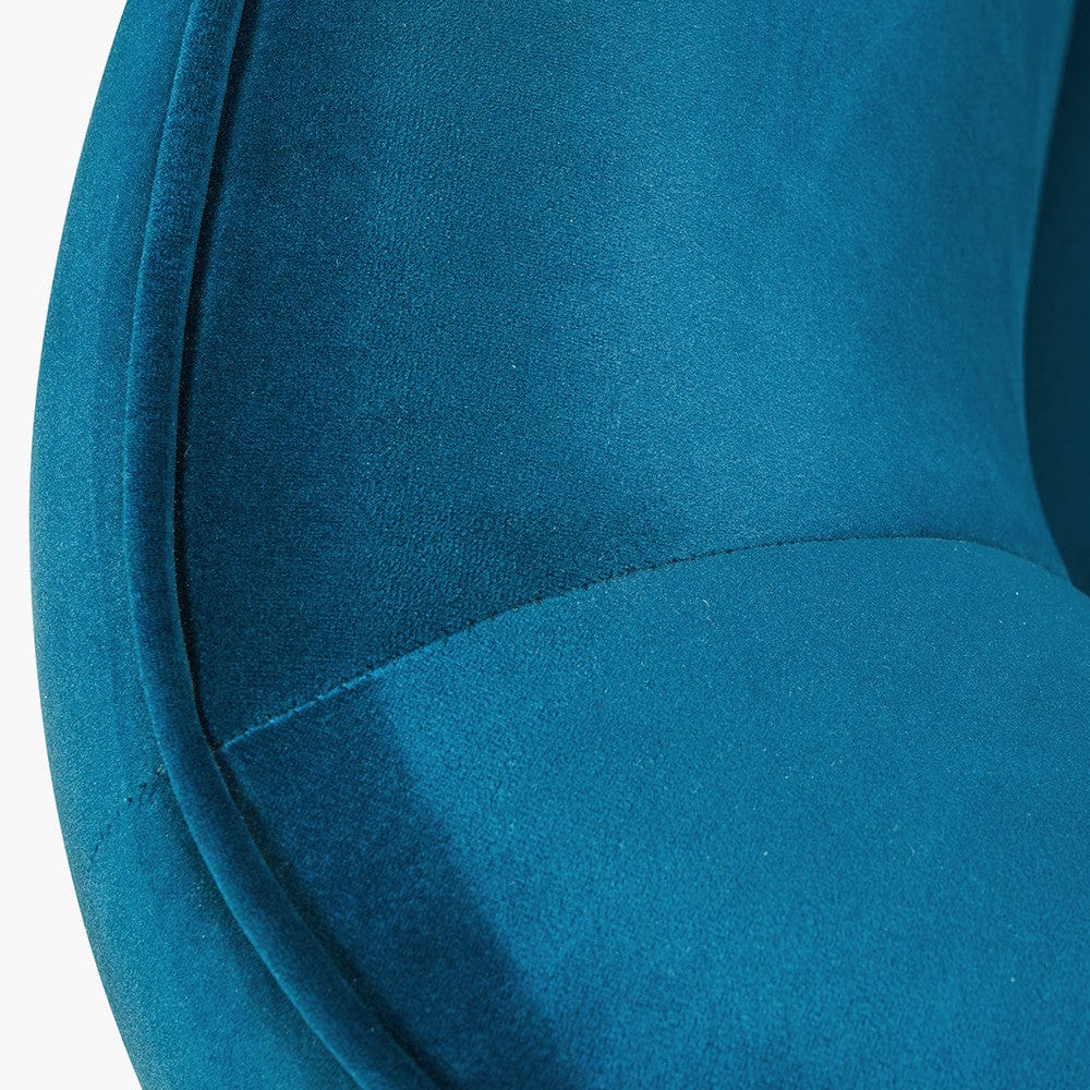 Lucca Sapphire Blue Velvet and Metal Sofa.