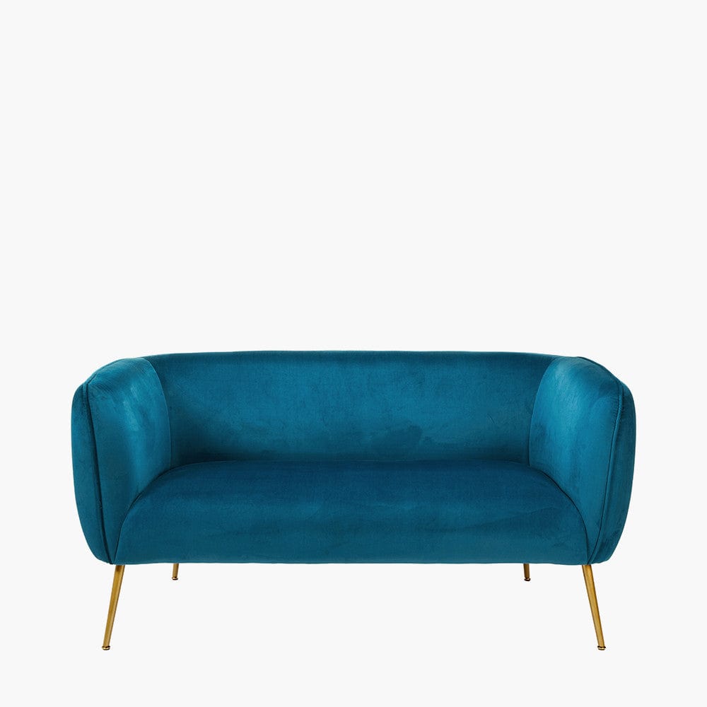 Lucca Sapphire Blue Velvet and Metal Sofa.