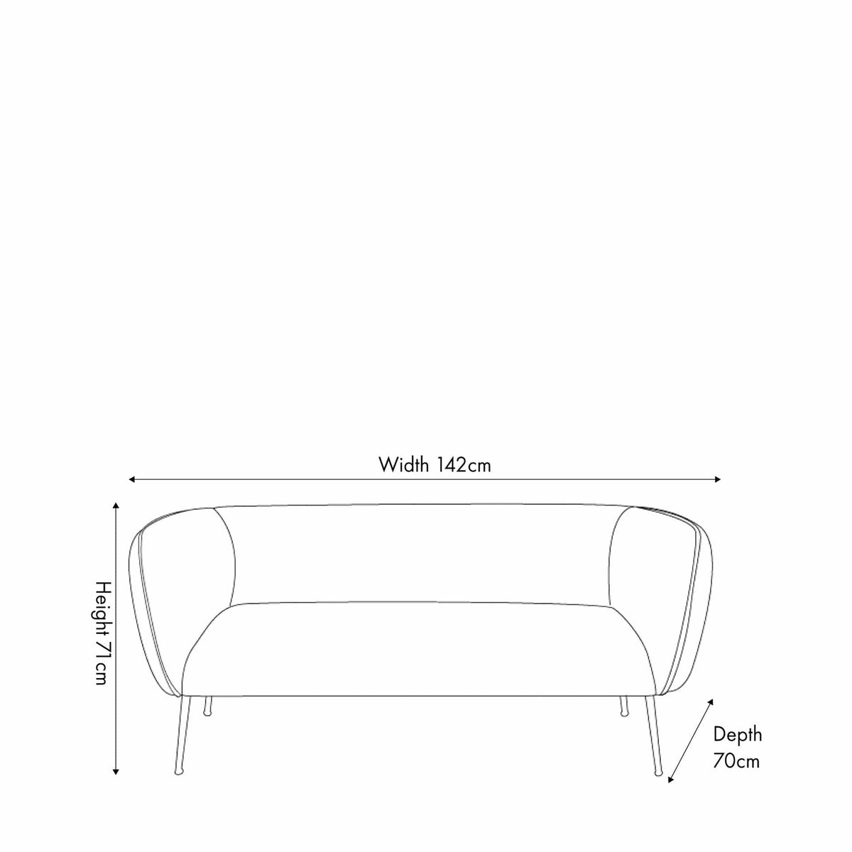 Lucca Sapphire Blue Velvet and Metal Sofa.