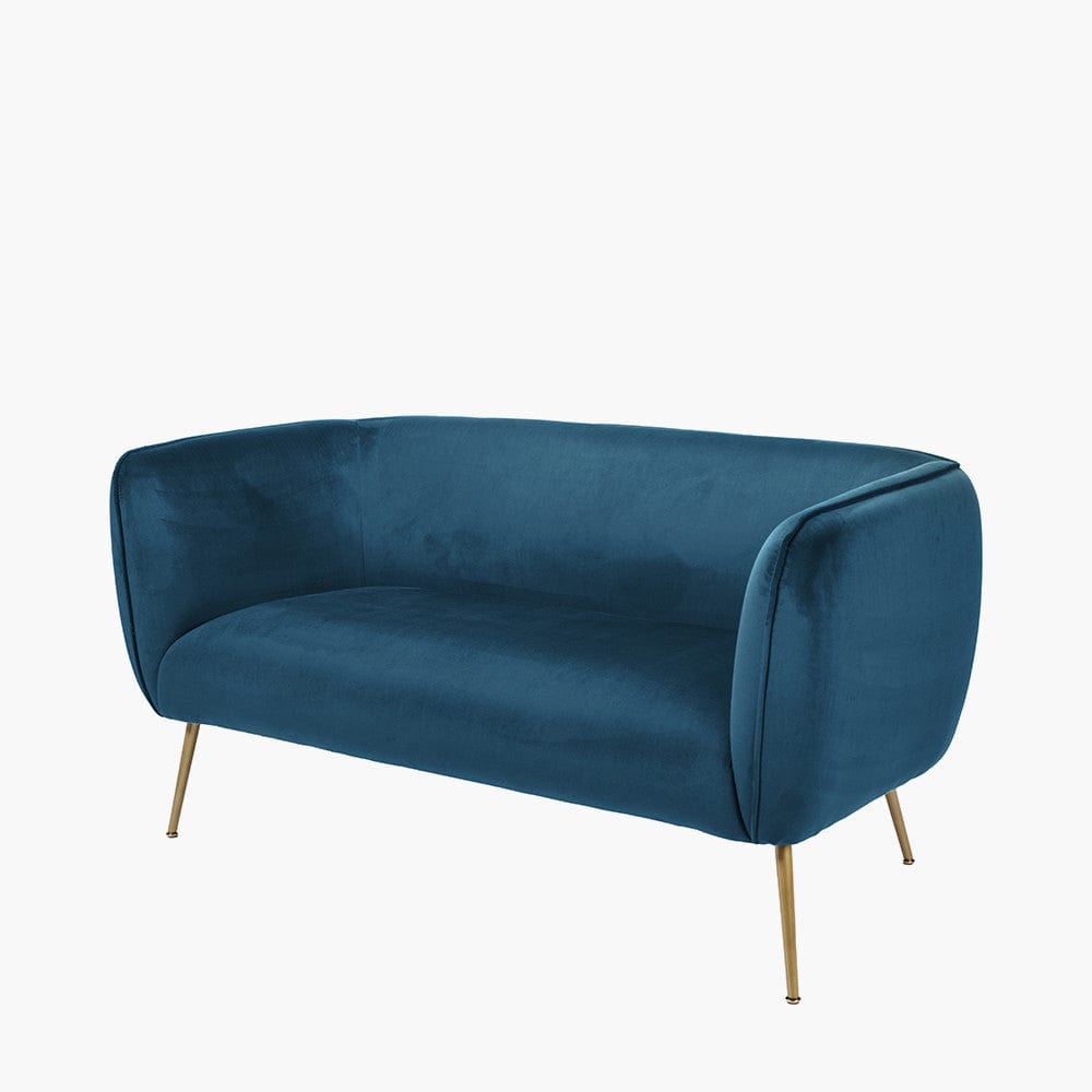 Lucca Sapphire Blue Velvet and Metal Sofa.