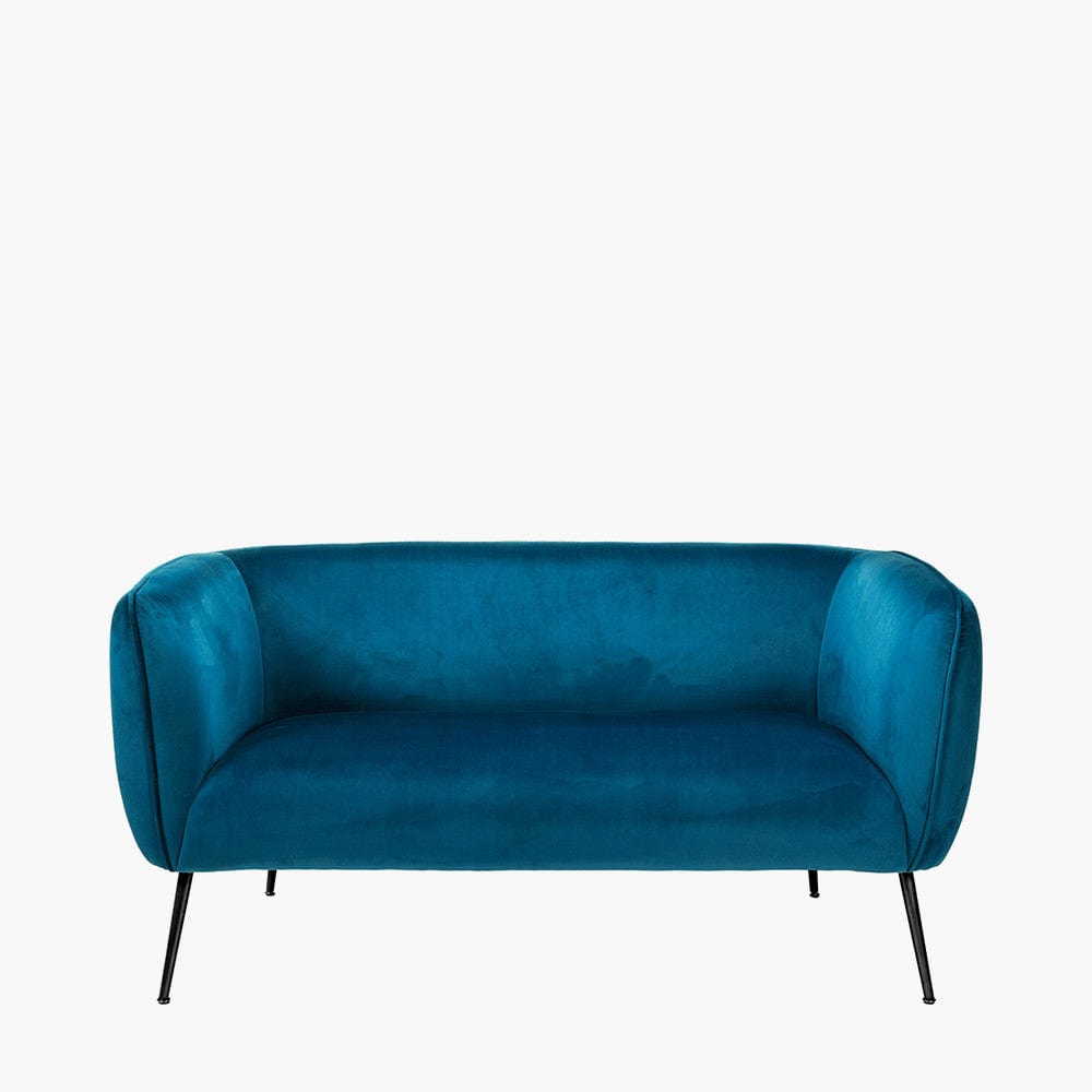 Lucca Sapphire Blue Velvet and Metal Sofa.