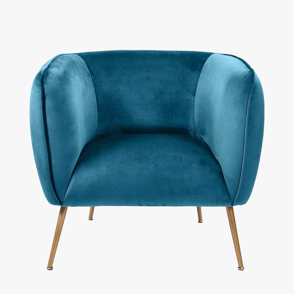 Lucca Sapphire Blue Velvet Chair with Gold Legs.