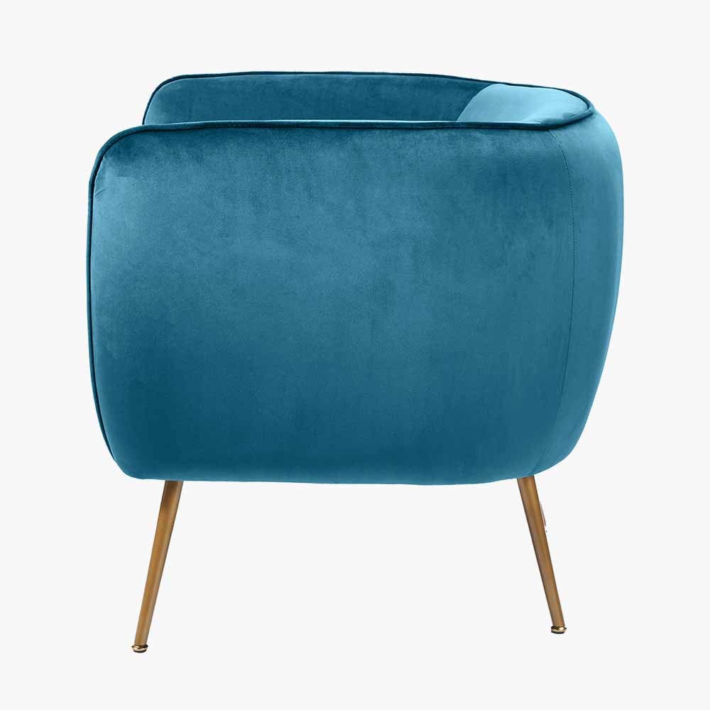 Pacific Lifestyle Living Lucca Sapphire Blue Velvet Chair with Gold Legs House of Isabella UK