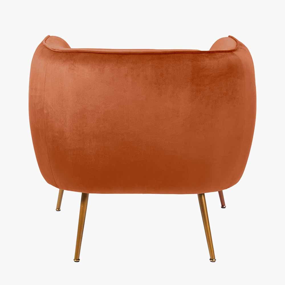 Lucca Tobacco Velvet and Metal Armchair.