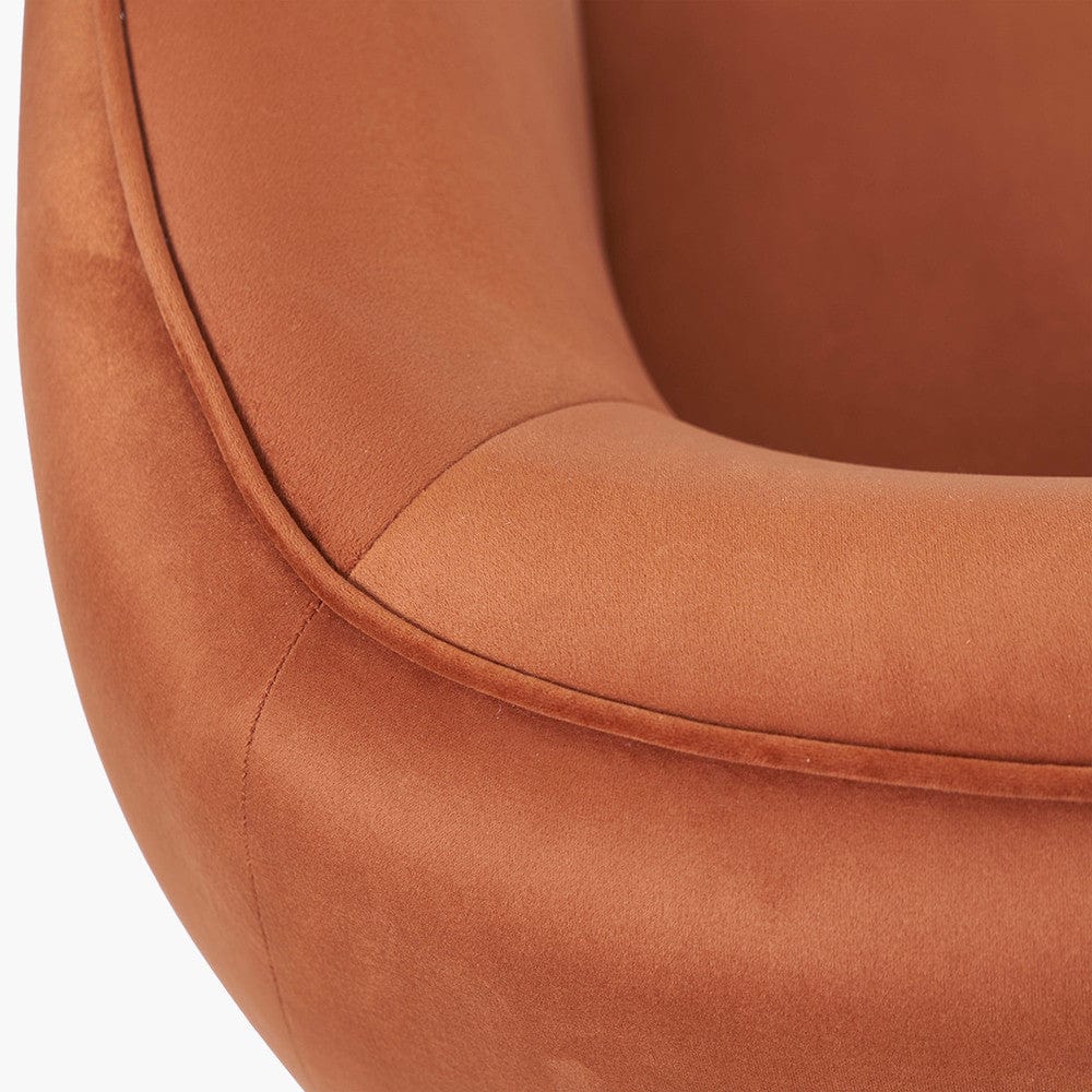 Lucca Tobacco Velvet and Metal Armchair.