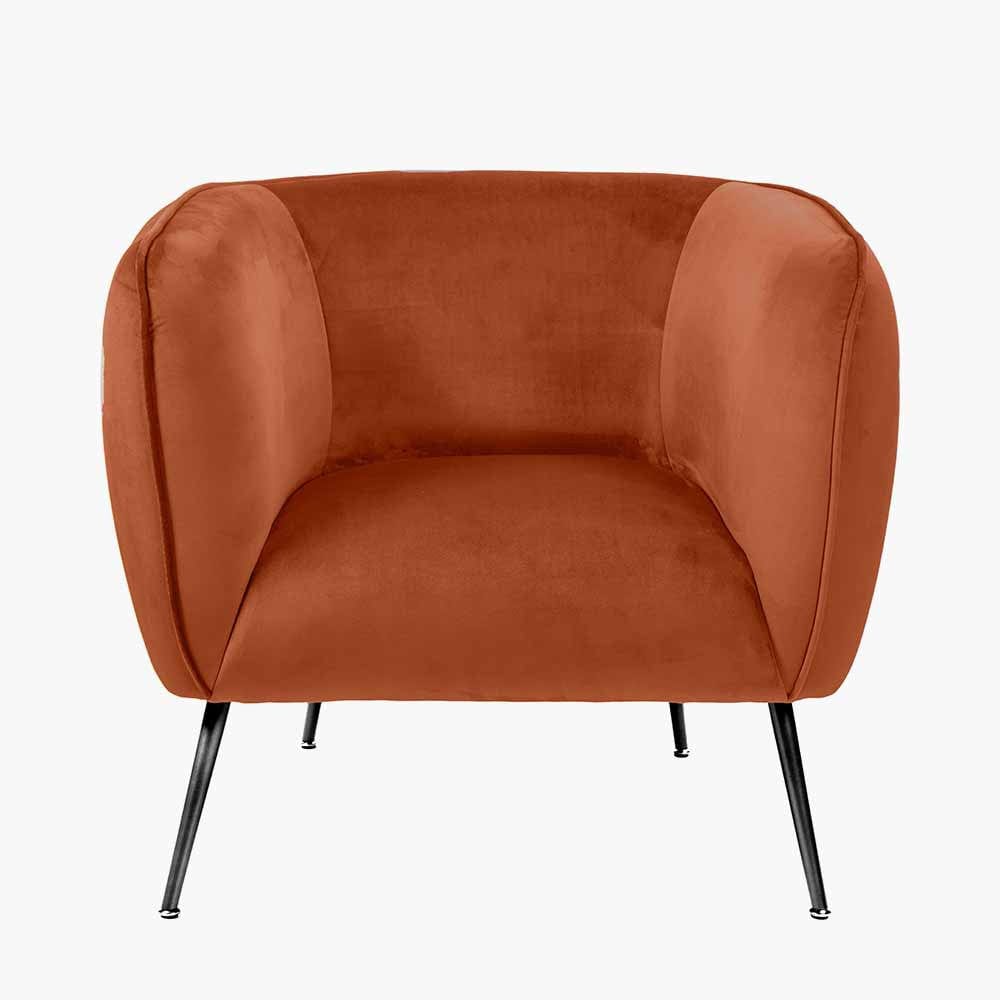 Lucca Tobacco Velvet and Metal Armchair.