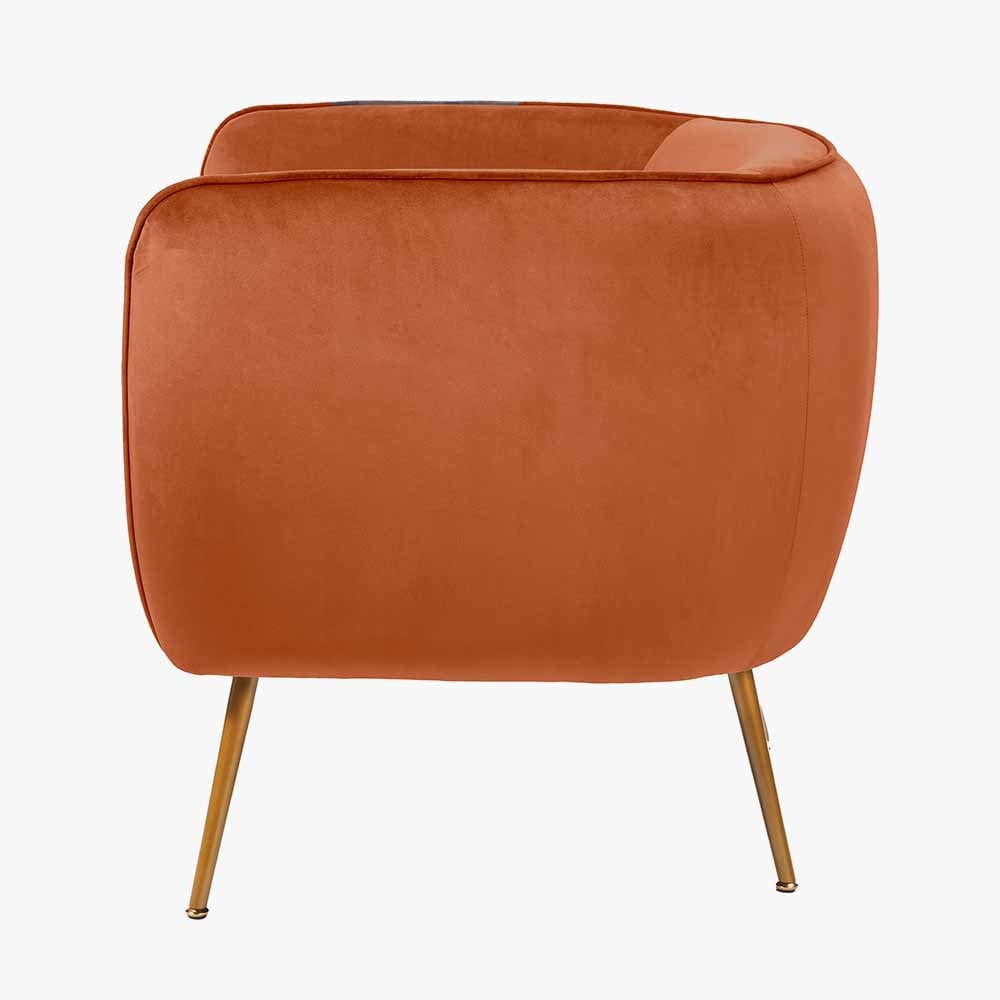 Lucca Tobacco Velvet and Metal Armchair.