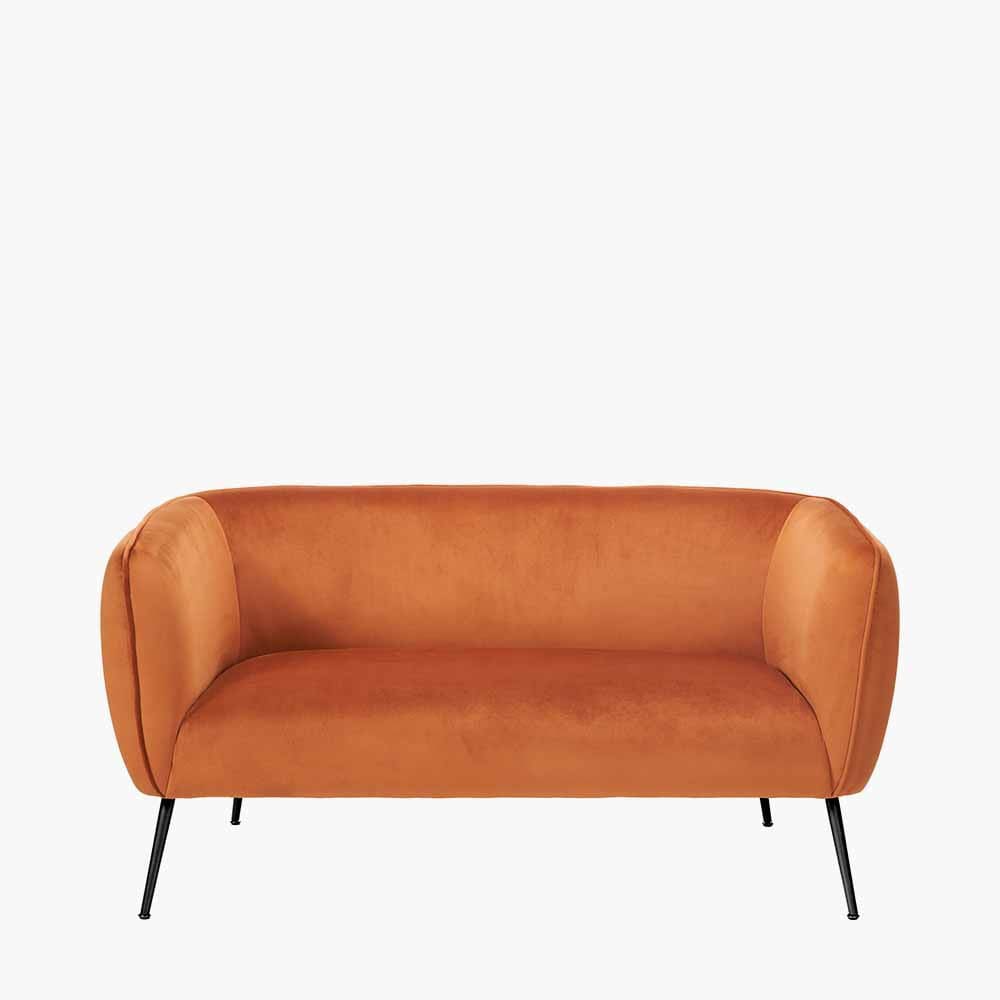 Lucca Tobacco Velvet and Metal Sofa.