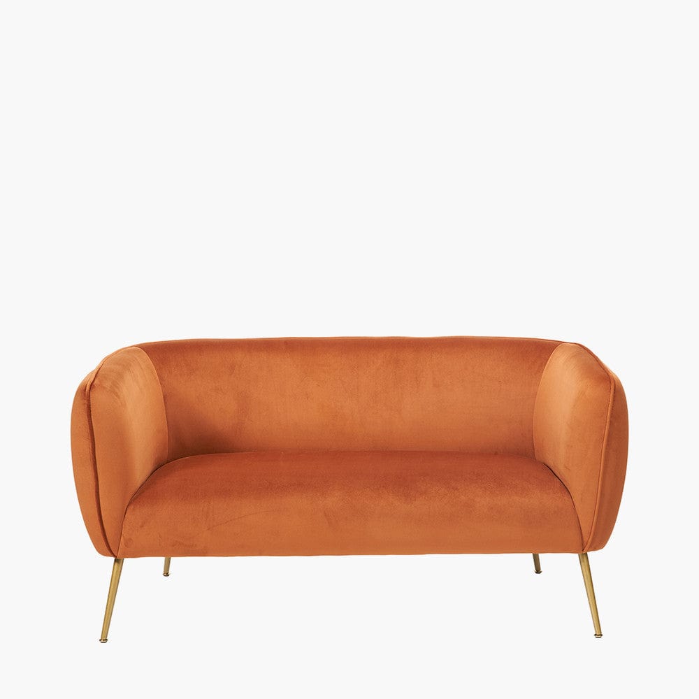 Lucca Tobacco Velvet and Metal Sofa.