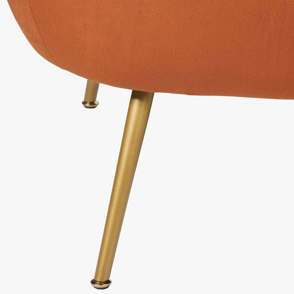 Lucca Tobacco Velvet and Metal Sofa.