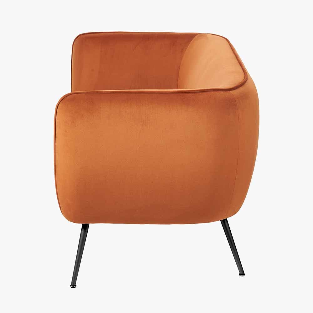 Lucca Tobacco Velvet and Metal Sofa.