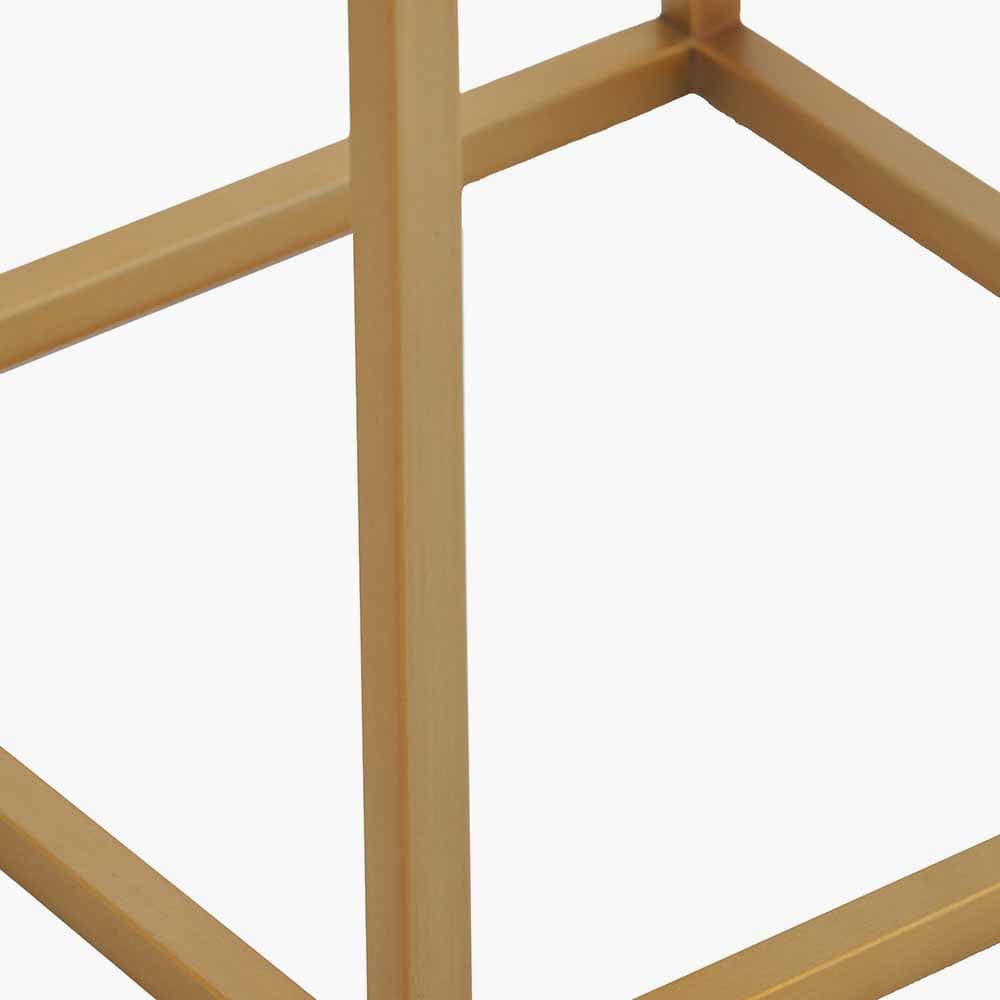 Madison Beige Granite and Burnished Gold Metal Tall Square Side Table.