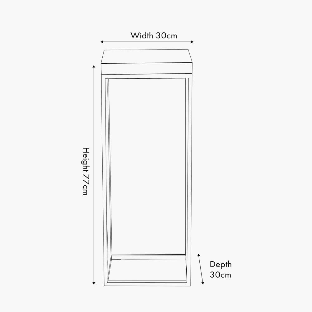 Madison Beige Granite and Burnished Gold Metal Tall Square Side Table.