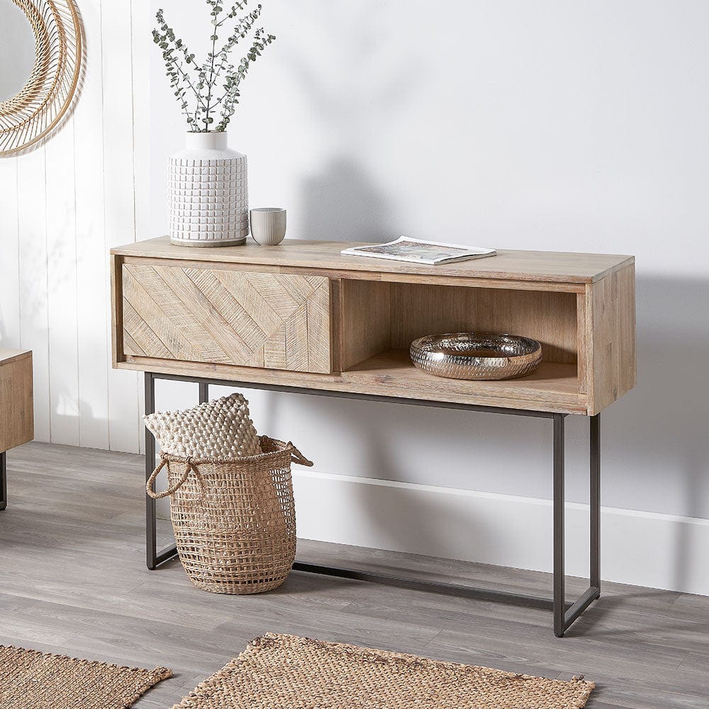 Pacific Lifestyle Living Marca Acacia Wood 1 Drawer Console Table House of Isabella UK