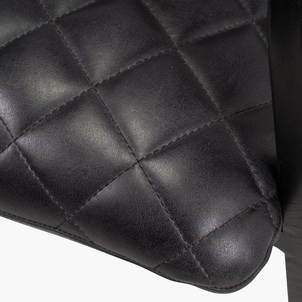 Marchetti Ash Black Leather and Black Metal Arm Chair.