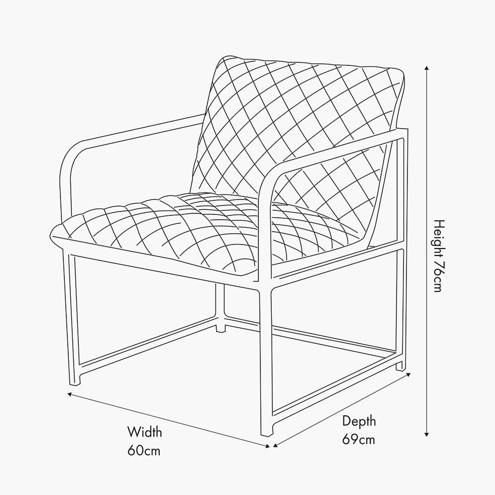 Marchetti Ash Black Leather and Black Metal Arm Chair.