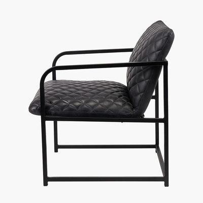 Pacific Lifestyle Living Marchetti Ash Black Leather and Black Metal Arm Chair House of Isabella UK