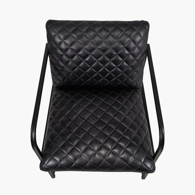 Pacific Lifestyle Living Marchetti Ash Black Leather and Black Metal Arm Chair House of Isabella UK