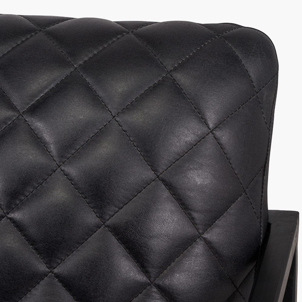Marchetti Ash Black Leather and Black Metal Arm Chair.