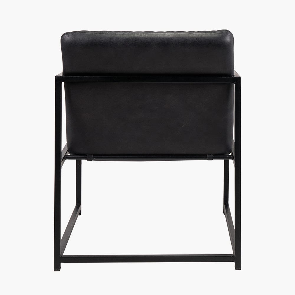 Marchetti Ash Black Leather and Black Metal Arm Chair.