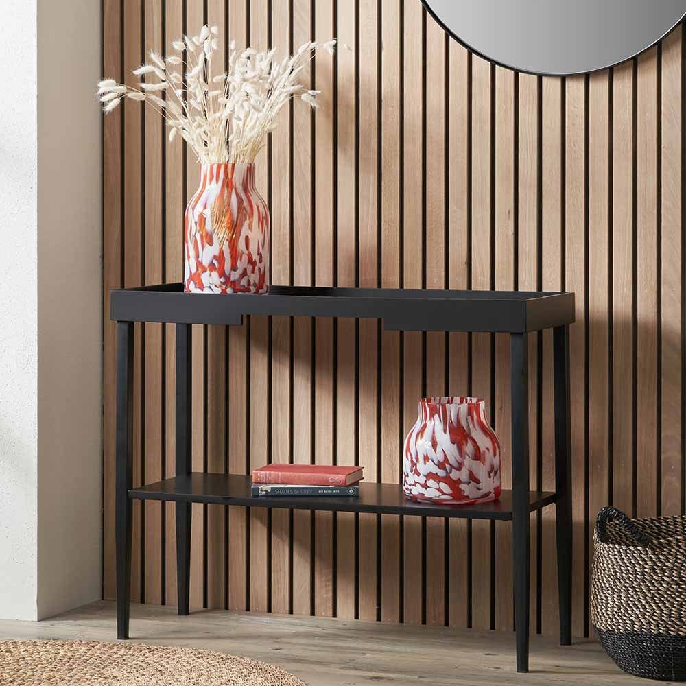 Marnie Black Wood Veneer Console Table.