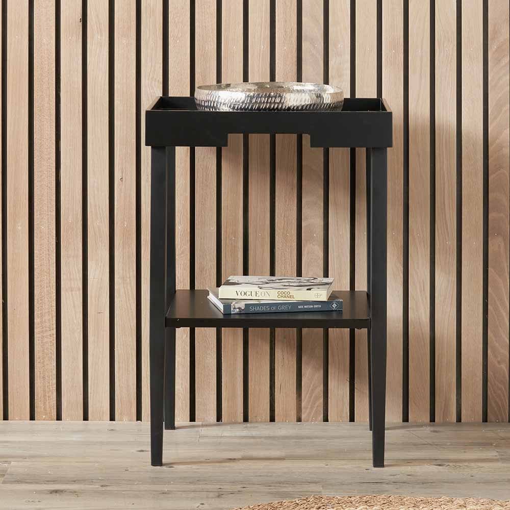 Marnie Black Wood Veneer Side Table.