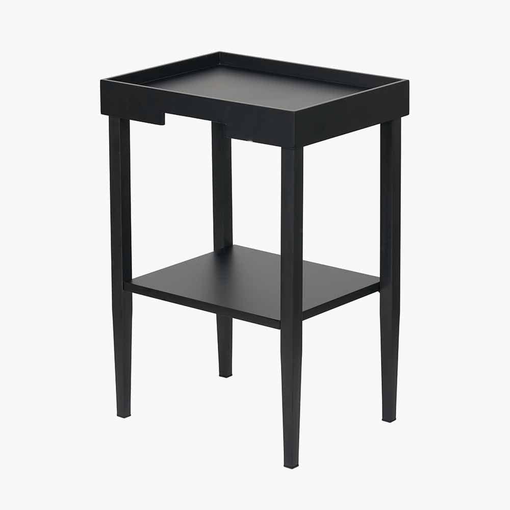 Marnie Black Wood Veneer Side Table.