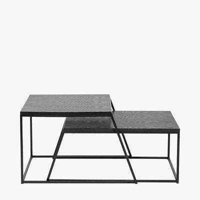 Pacific Lifestyle Living Mashiko S/2 Black Ash Veneer and Black Metal Coffee Tables House of Isabella UK