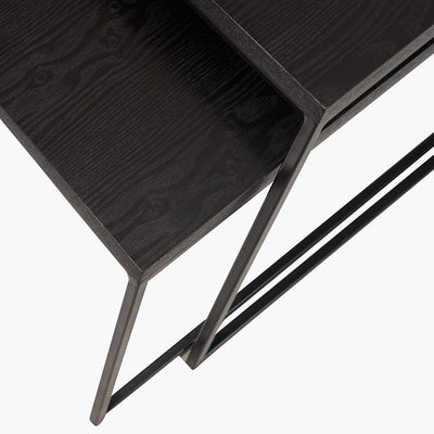 Pacific Lifestyle Living Mashiko S/2 Black Ash Veneer and Black Metal Coffee Tables House of Isabella UK