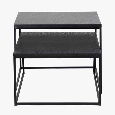 Pacific Lifestyle Living Mashiko S/2 Black Ash Veneer and Black Metal Coffee Tables House of Isabella UK