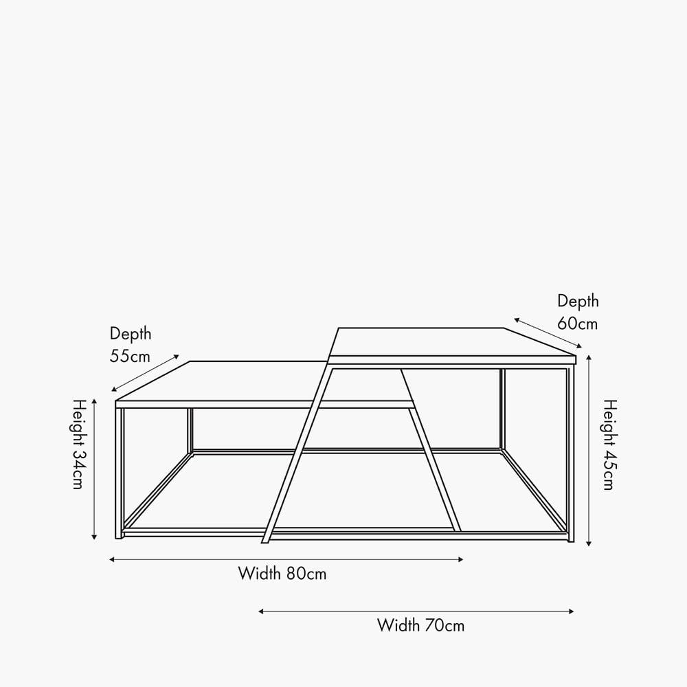 Pacific Lifestyle Living Mashiko S/2 Black Ash Veneer and Black Metal Coffee Tables House of Isabella UK