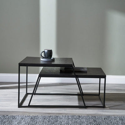 Pacific Lifestyle Living Mashiko S/2 Black Ash Veneer and Black Metal Coffee Tables House of Isabella UK