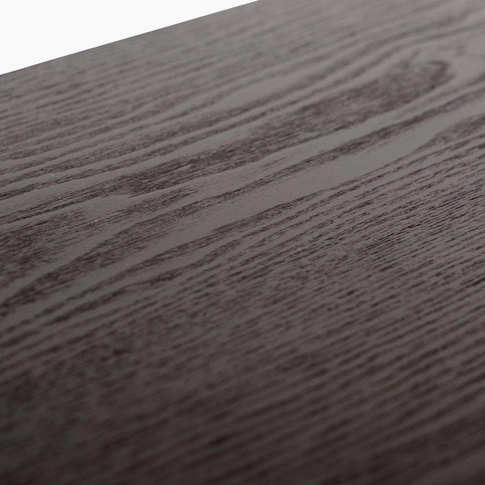 Mashiko S/2 Black Ash Veneer and Black Metal Console Tables.