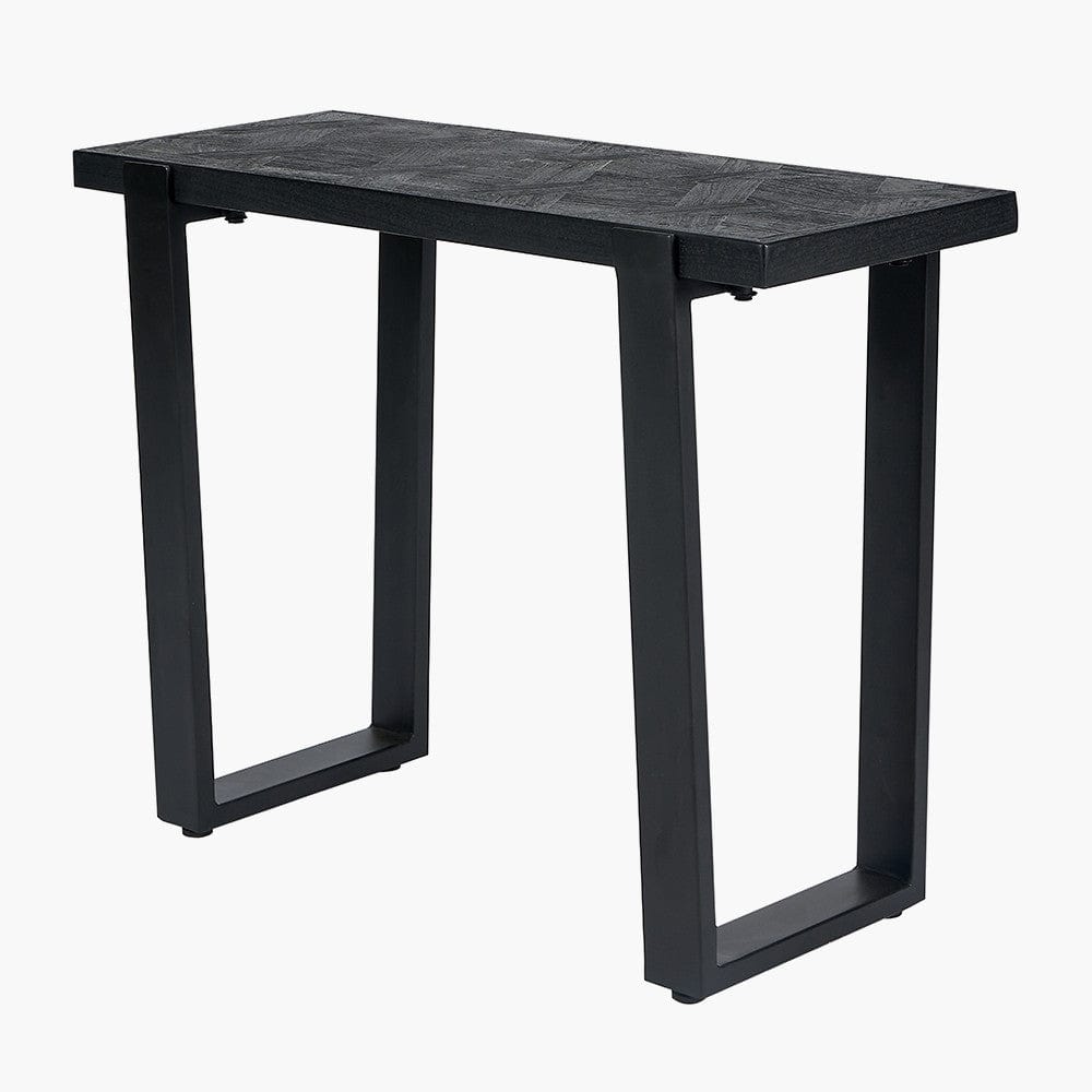 Mashu Matt Black Mango Wood and Iron Console Table.