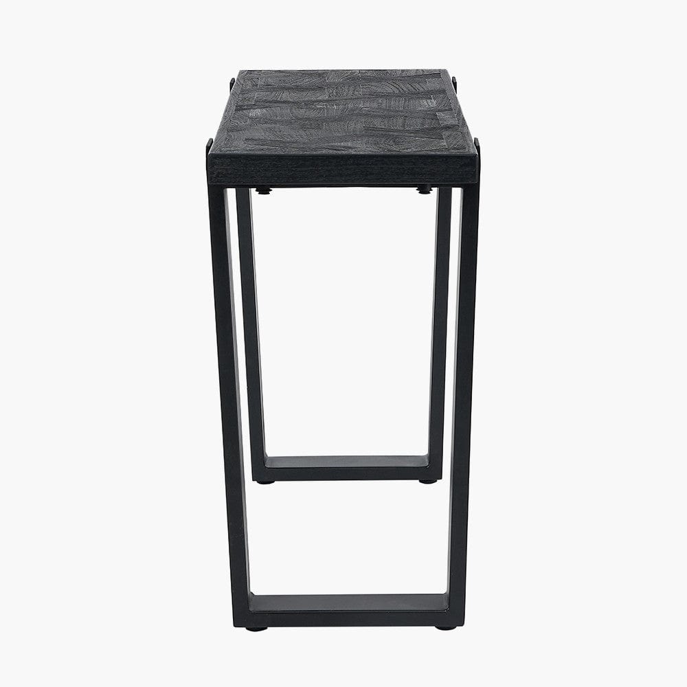Mashu Matt Black Mango Wood and Iron Console Table.