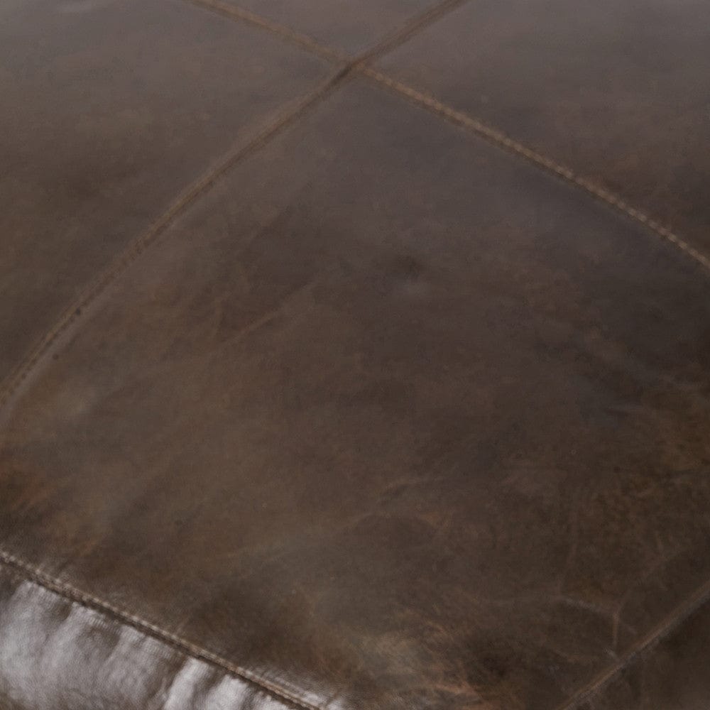 Matteo Peppercorn Leather Square Pouffe.