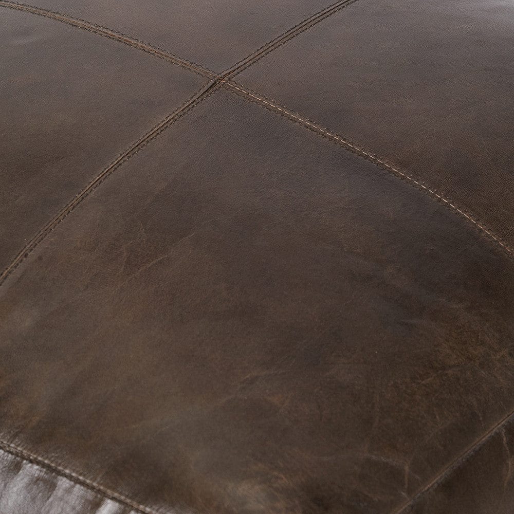 Matteo Peppercorn Leather Square Pouffe.