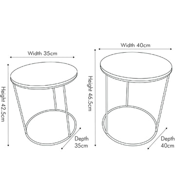 Pacific Lifestyle Living Milly S/2 White Marble and Gold Metal Side Tables House of Isabella UK