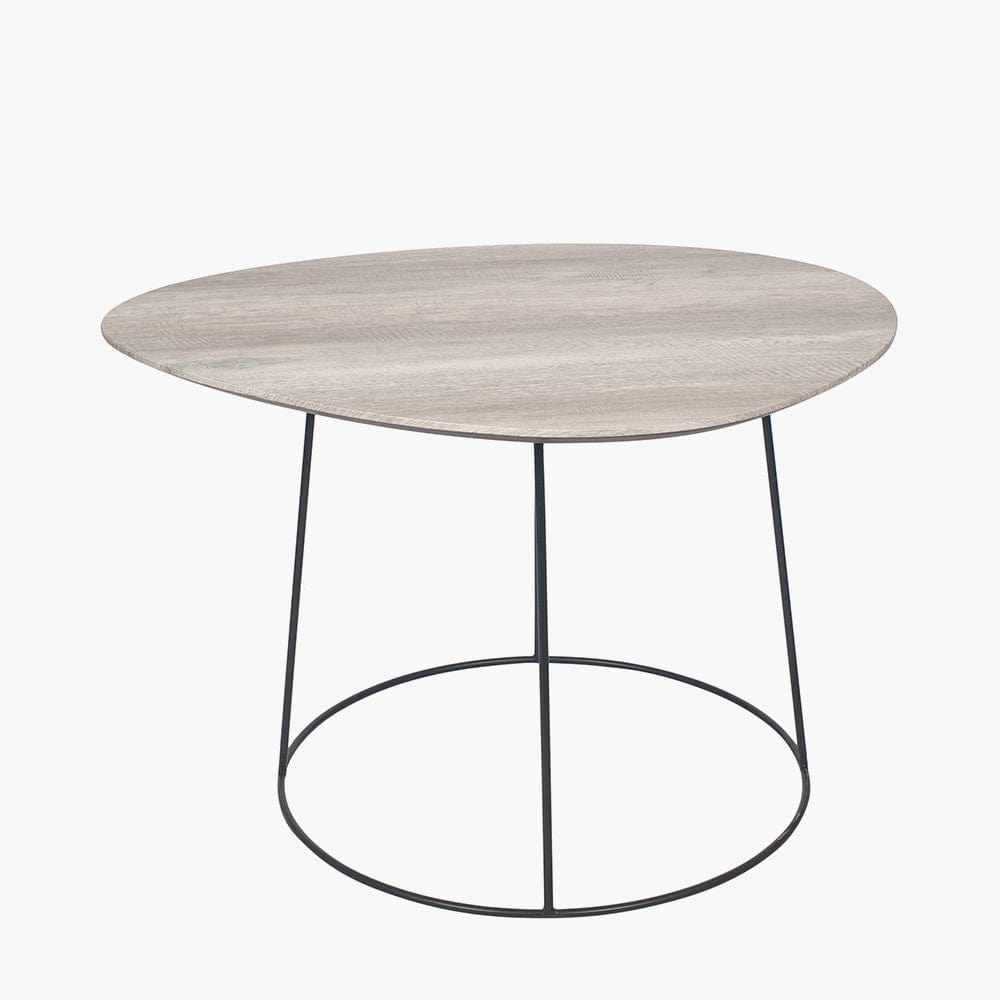 Minato White Oak Veneer and Black Metal Leg Side Table.