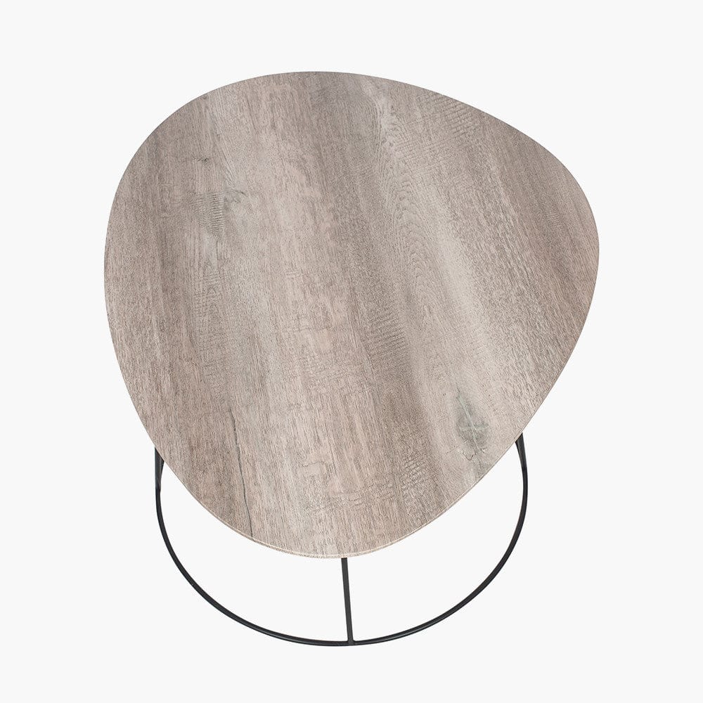 Minato White Oak Veneer and Black Metal Leg Side Table.