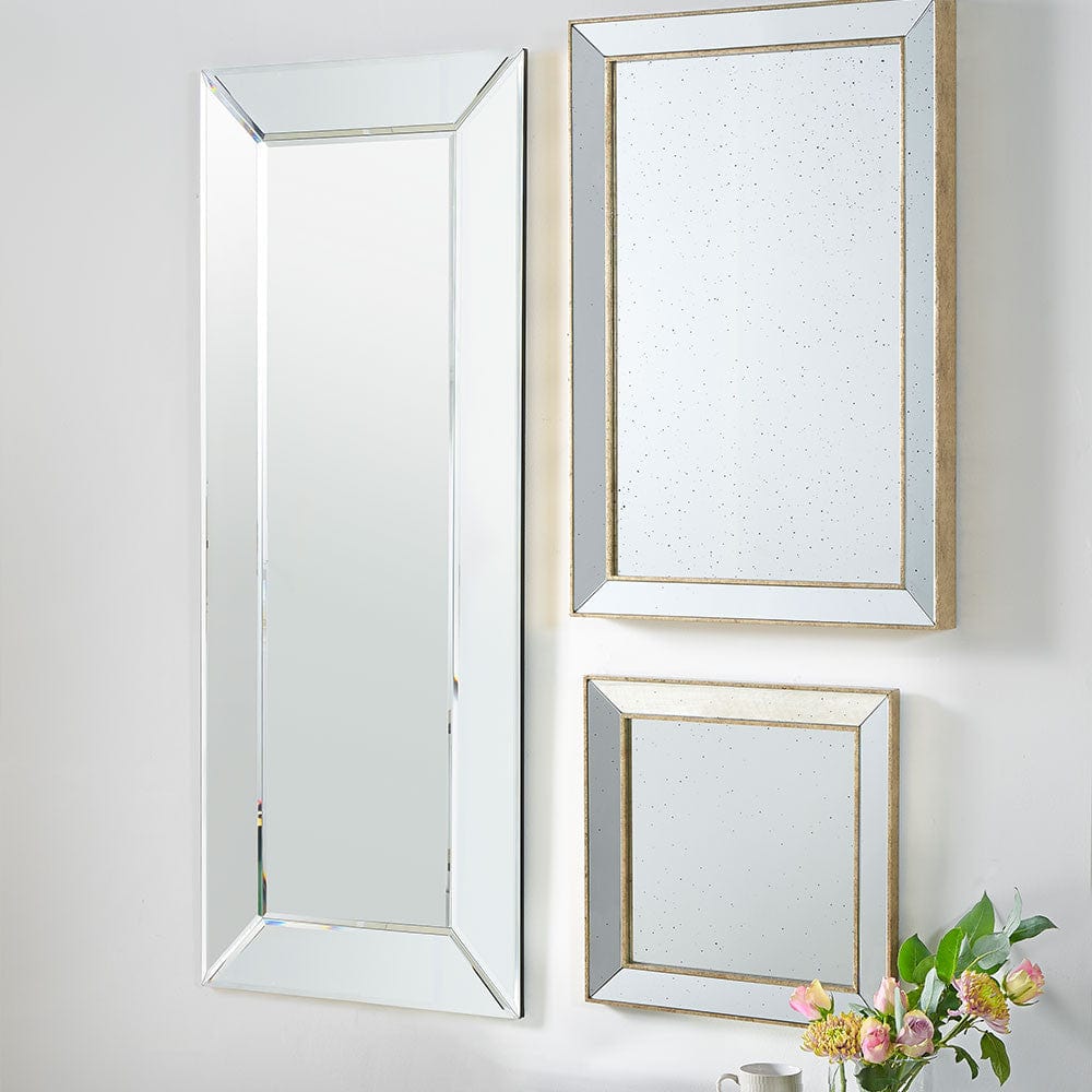 Pacific Lifestyle Living Mirrored Glass Rectangular Floor Mirror House of Isabella UK