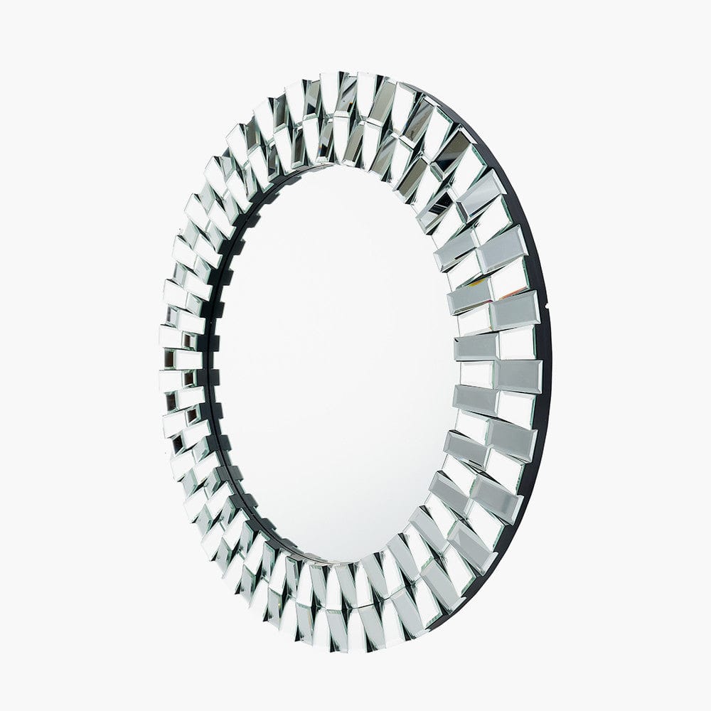 Mirrored Glass Tile Round Wall Mirror.