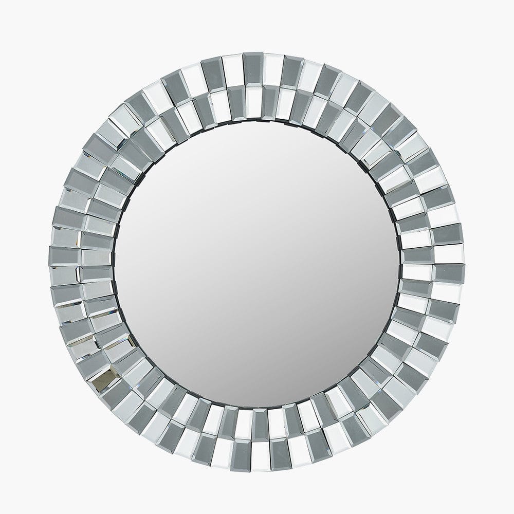 Mirrored Glass Tile Round Wall Mirror.