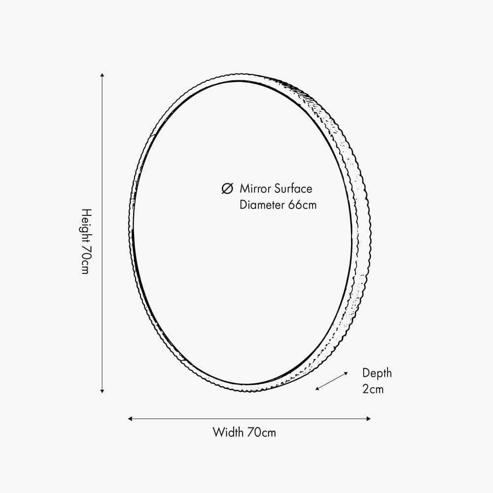 Natural Oak Wood Veneer Textured Edge Round Wall Mirror.